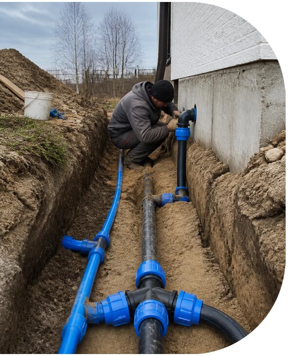 Монтаж наружного водопровода на участке под ключ в Учалах